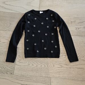 Zara Black Long-Sleeve Top with White Star Details